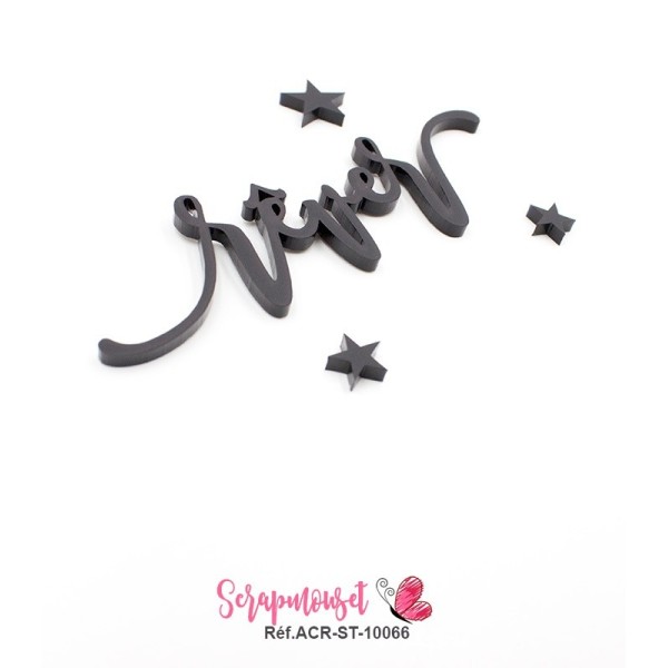 Mot "rêver" en Acrylique Noir 9,6 x 2,8 cm - Scrapmouset