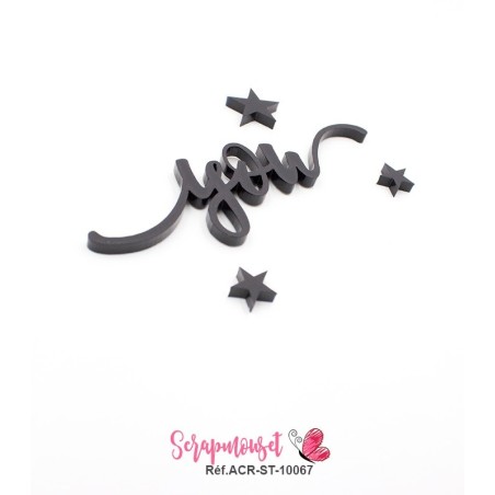 Mot "you" en Acrylique Noir 7,8 x 2,9 cm - Scrapmouset