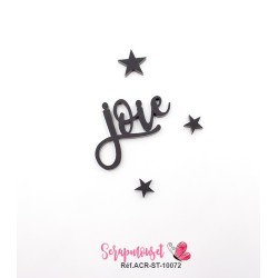 Mot "joie" en Acrylique Noir 4,1 x 3,1 cm - Scrapmouset