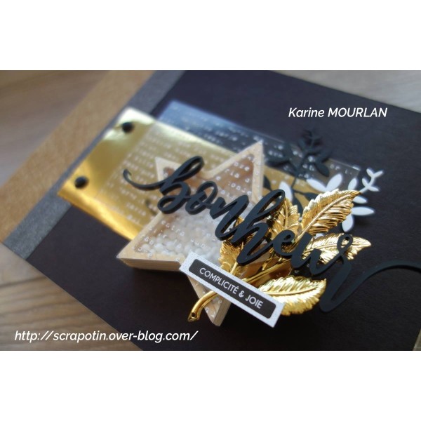 Mot "bonheur" en Acrylique Noir 12,7 x 3,4 cm - Scrapmouset