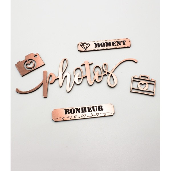 Mot "happy" en Acrylique Rose Gold 9,6 x 4,1 cm - Scrapmouset