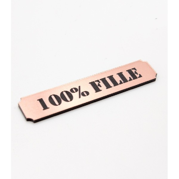 Etiquette 100% fille en Acrylique couleur Rose Gold SCRAPMOUSET