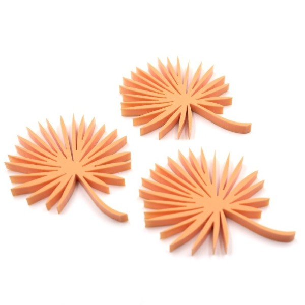 Lot 3 feuilles de palmier en acrylique orange - Scrapmouset