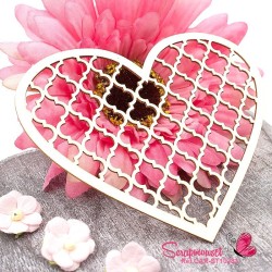 Chipboard Coeur treillis "Elina" en carton bois - 2 - Scrapmouset