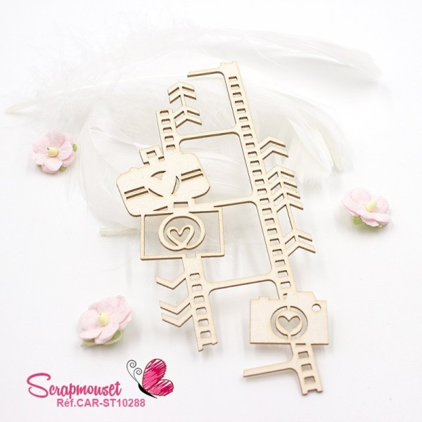 Chipboard diapositive avec petits appareils photo en carton bois - 1- Scrapmouset