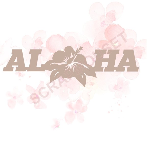 Mot Aloha fleur d'hibiscus en carton bois pour scrapbooking