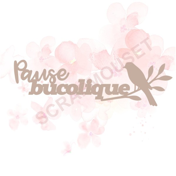 Mot Pause bucolique en carton bois pour scrapbooking