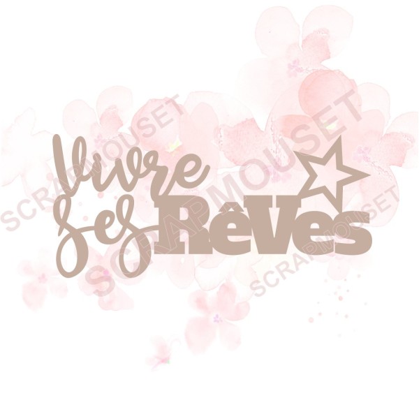 Mot Vivre ses rêves en carton bois SCRAPMOUSET pour scrapbooking