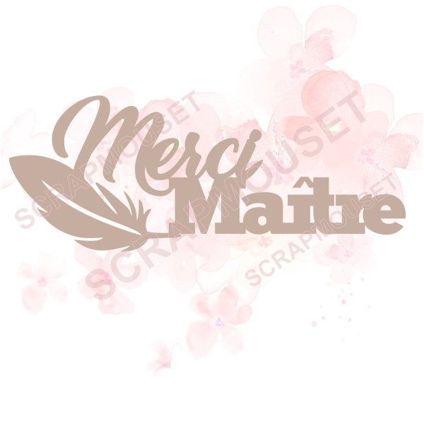 Mot Merci Maître (plume) en carton bois SCRAPMOUSET