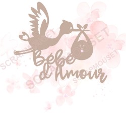 Mot Bébé d'amour en Carton bois en carton bois pour scrapbooking
