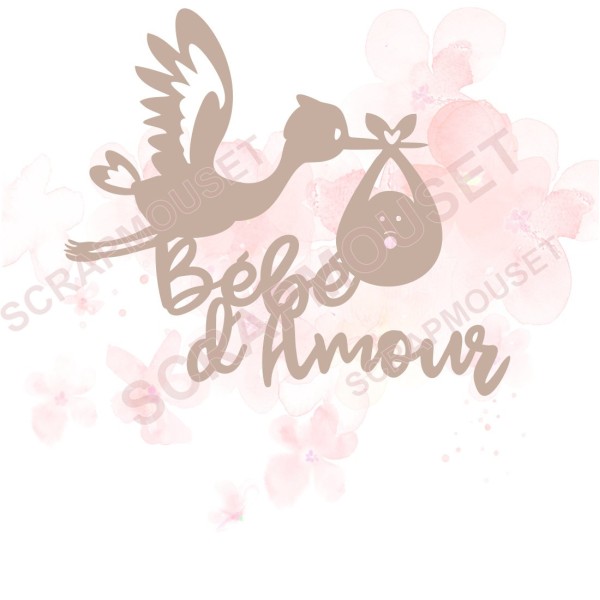 Mot Bébé d'amour en Carton bois en carton bois pour scrapbooking