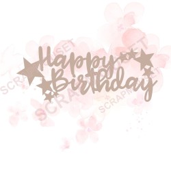 Mot Happy birthday en carton bois pour scrapbooking