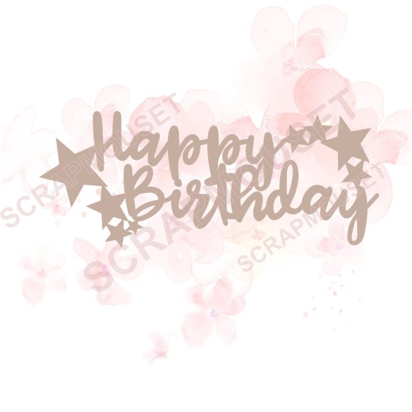 Mot Happy birthday en carton bois pour scrapbooking