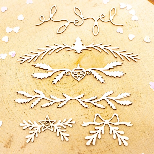 Chipboards bordures décoratives de Noël en carton bois SCRAPMOUSET