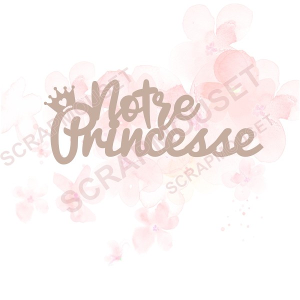 Mots en Carton bois - Notre princesse - 8 x 3.1 cm
