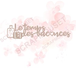 Mot en Carton bois - Le temps des vacances - 12.5 x 3.1 cm