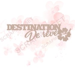 Mot en Carton bois - Destination de rêve - 12.8 x 3.5 cm