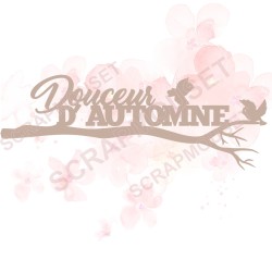 Mot en Carton bois - Douceur d'Automne (branche et oiseaux) - 15.3 x 5.5 cm