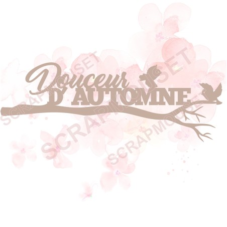 Mot en Carton bois - Douceur d'Automne (branche et oiseaux) - 15.3 x 5.5 cm