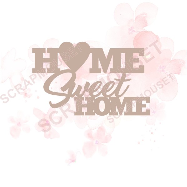 Mot Home sweet home en Carton bois -  7,5 x 4,7  cm