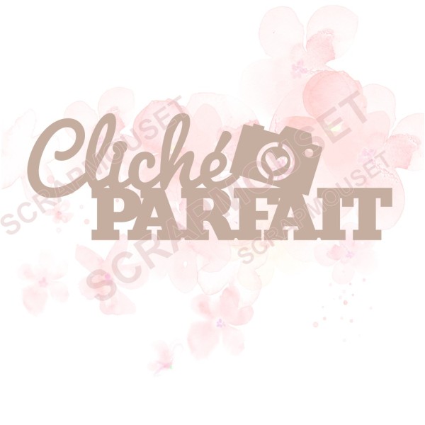 Mot  Cliché parfait en carton bois SCRAPMOUSET 8,6 x 3 cm