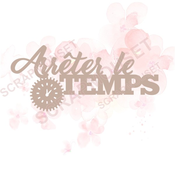 Mot Arrêter le temps en carton bois SCRAPMOUSET 10 x 4,5 cm