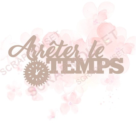 Mot Arrêter le temps en carton bois SCRAPMOUSET 10 x 4,5 cm