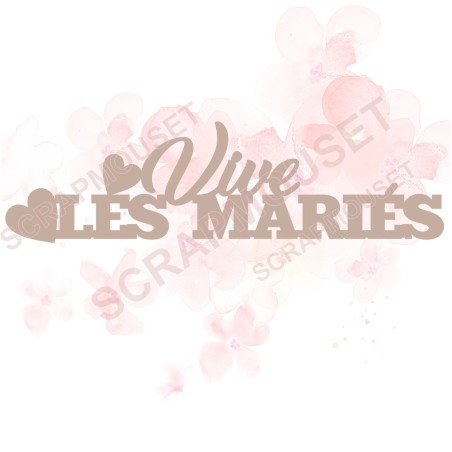 Mot Vive les mariés en carton bois SCRAPMOUSET 13,4 x 3,7  cm