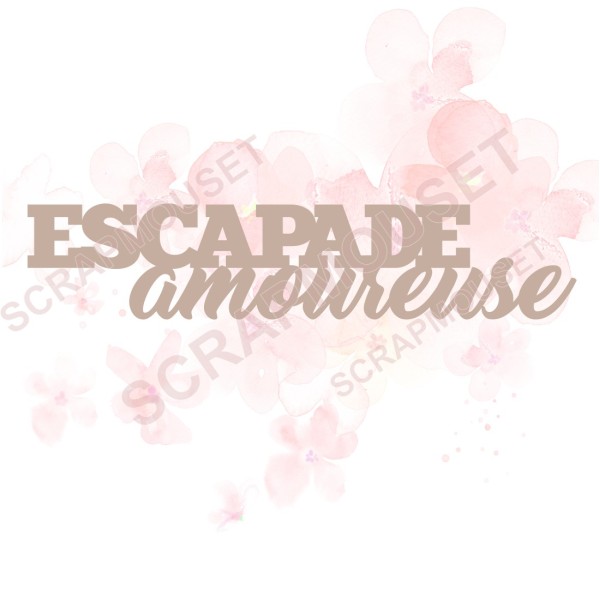 Mot Escapade amoureuse en carton bois SCRAPMOUSET 11,5 x 2,5 cm