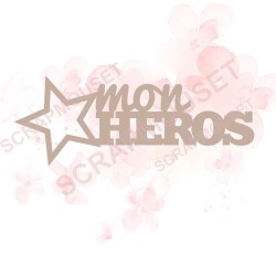 Mot Mon héros en carton bois SCRAPMOUSET 8,7 x 3,5 cm