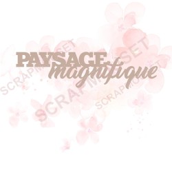 Mot Paysage magnifique en carton bois SCRAPMOUSET 12,3 x 3,2 cm