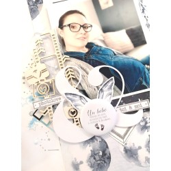 Chipboard diapositive avec petits appareils photo en carton bois Scrapmouset