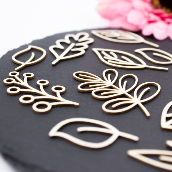 Chipboard feuillages été en carton bois SCRAPMOUSET