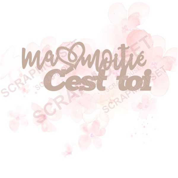 Mot Ma moitié c'est toi en carton bois SCRAPMOUSET