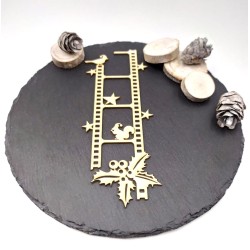 Chipboard diapositive avec branche de houx en carton bois SCRAPMOUSET