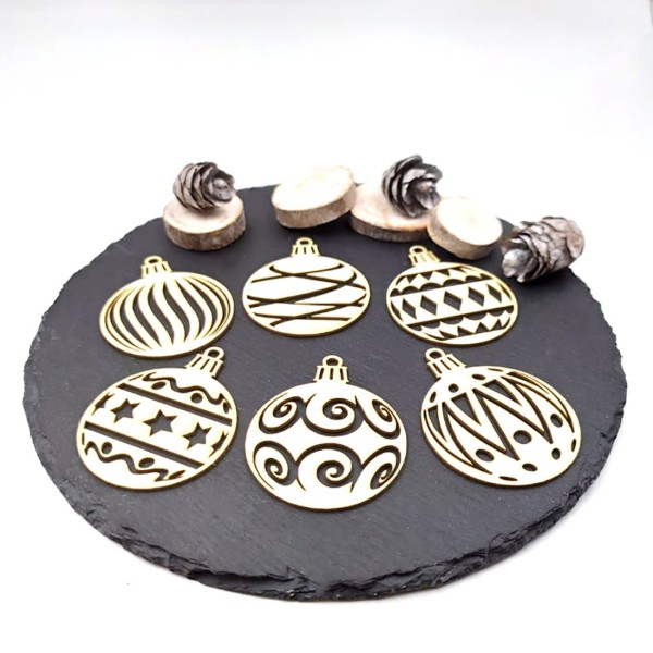 Chipboard boules de Noël en carton bois SCRAPMOUSET