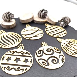 Chipboard boules de Noël en carton bois SCRAPMOUSET