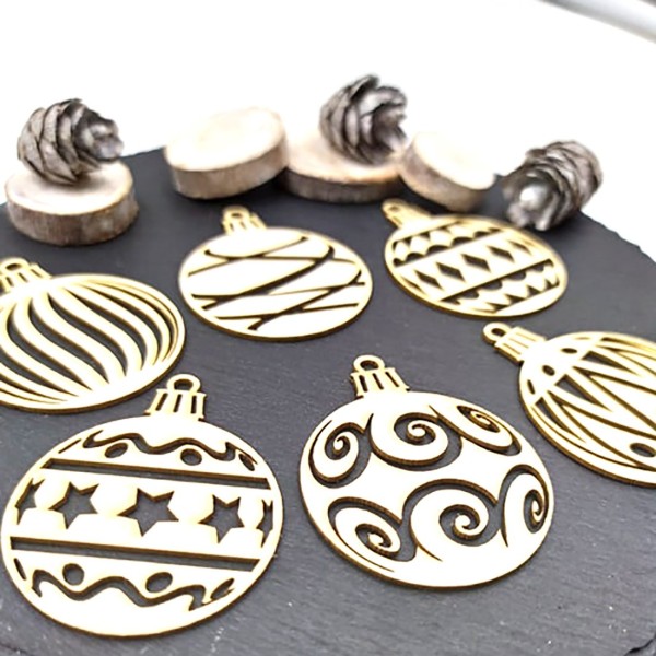 Chipboard boules de Noël en carton bois SCRAPMOUSET