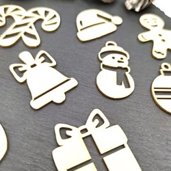 Chipboards petits objets déco de Noël en carton bois SCRAPMOUSET