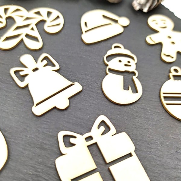 Chipboards petits objets déco de Noël en carton bois SCRAPMOUSET