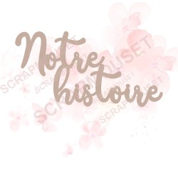 Mot Notre histoire en carton bois SCRAPMOUSET