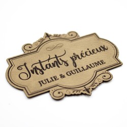 Etiquette à personnaliser en cuir avec le mot Instants précieux SCRAPMOUSET