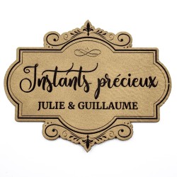 Etiquette à personnaliser en cuir avec le mot Instants précieux SCRAPMOUSET