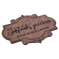 Etiquette à personnaliser en cuir avec le mot Instants précieux SCRAPMOUSET