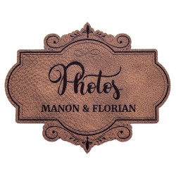 Etiquette à personnaliser en cuir avec le mot Photos SCRAPMOUSET