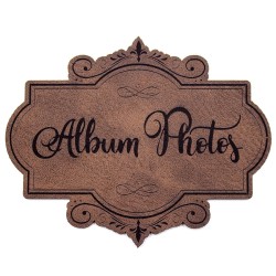 Etiquette de type Vintage en cuir avec le mot Album Photos SCRAPMOUSET
