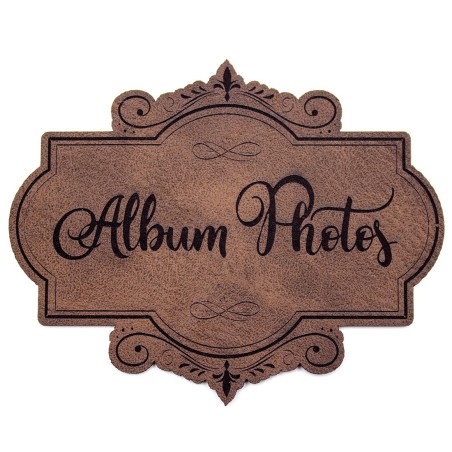 Etiquette de type Vintage en cuir avec le mot Album Photos SCRAPMOUSET