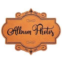 Etiquette de type Vintage en cuir avec le mot Album Photos SCRAPMOUSET