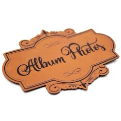 Etiquette de type Vintage en cuir avec le mot Album Photos SCRAPMOUSET