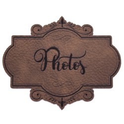 Etiquette de type Vintage en cuir avec le mot Photos SCRAPMOUSET